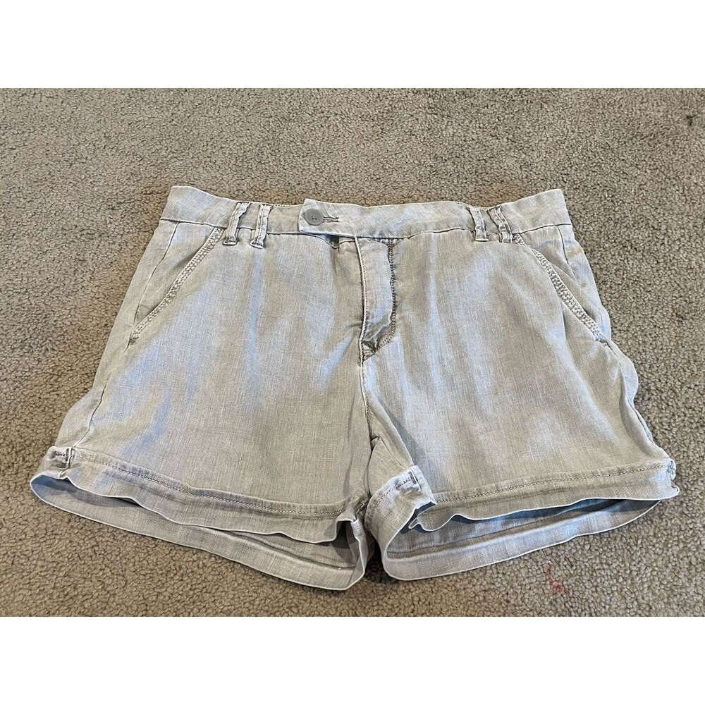 Womens Level 99 Grey Lyocell Linen Blend Shorts Mid Rise 4" Inseam Size 27
